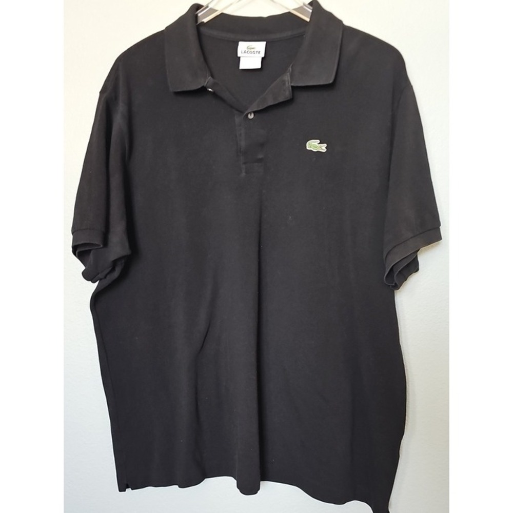 Lacoste Classic Pique Polo Shirt Minimalist Preppy Black Size 8 XXL